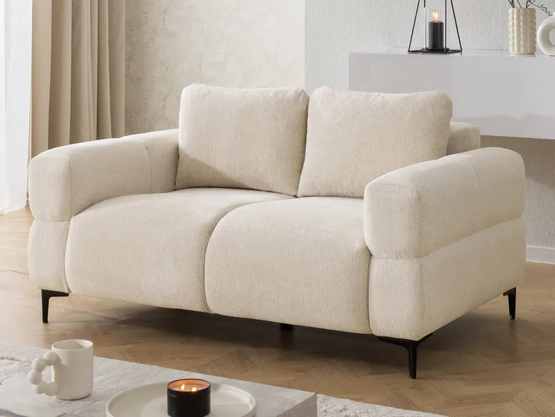 S-Style Möbel 2-Sitzer Sofa Cardea in Bubble-Optik aus weichem Strukturstoff, mit Wellenfederung und hohem Sitzkomfort, Beige, – Produktbild 1 von 5