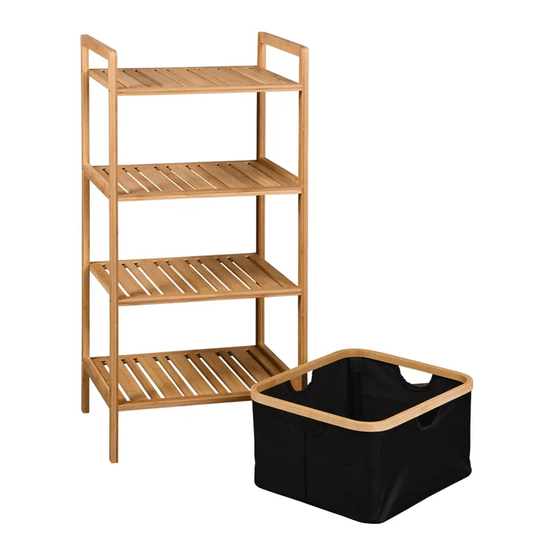 Kesper Regal mit Korb, Braun | schwarz, – Produktbild 2 von 4
