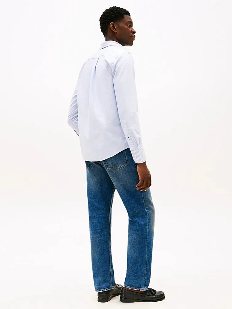 Tommy Hilfiger Tommy Hilfiger Oxford Hemd Streifen Hellblau - Größe M, Hellblau, – Produktbild 4 von 5