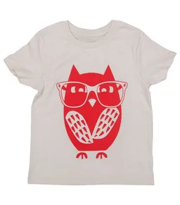 päfjes päfjes Eule Woody mit Brille - Kinder Shirt - fair gehandelt - Bio - Natur/Rot – Produktbild 1 von 1