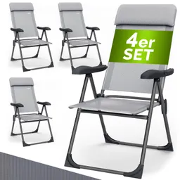 Casaria® Gartenstuhl klappbar 4er-Set Grau Alu Hochlehner verstellbar – Produktbild 1 von 1