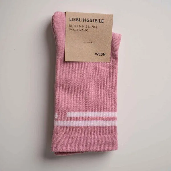 Vresh Clothing Vresh Clothing Vresh Verliebt - Tennis Socken aus Biobaumwoll-Mix, Rosa, – Produktbild 4 von 4