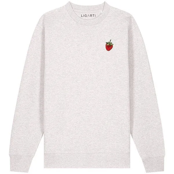LIGARTI Bestickter Pullover – Erdbeere – LIGARTI Tiermanufaktur, Hellgrau, – Produktbild 1 von 2