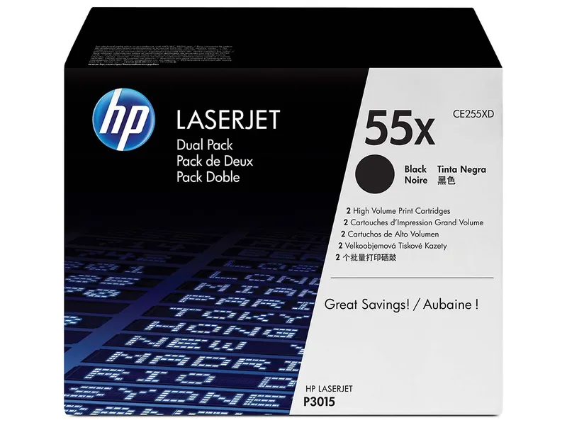 Hewlett Packard hp Twinpack Druckkassetten CE255XD, Nr. 55X schwarz – Produktbild 1 von 1