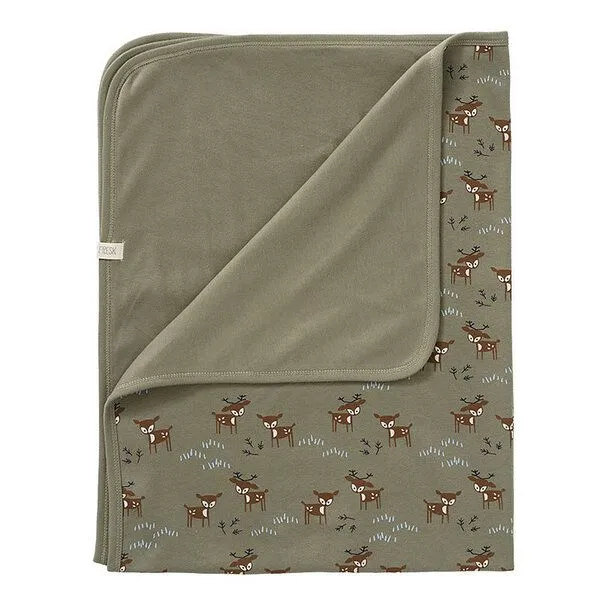 Fresk Fresk Babydecke mit Print – 80 × 100 cm, 100 % Bio-Baumwolle, Deer olive, – Produktbild 1 von 1