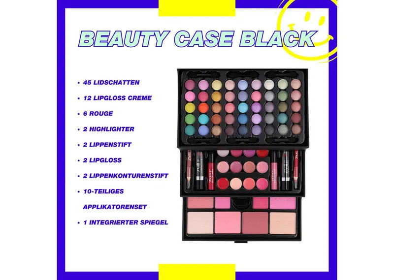 ZMILE COSMETICS Kosmetik-Koffer BEAUTY CASE BLACK, 82-tlg., mit veganer Formulierung, Bunt|schwarz, – Produktbild 4 von 5
