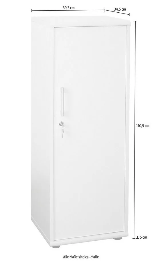 Schildmeyer Aktenschrank Serie 200, Aktenschrank, Made in Germany, B: 39,3 cm Solide Verarbeitung - Dieses Produkt ist in Deutschland gefertigt, Weiß, – Produktbild 3 von 4