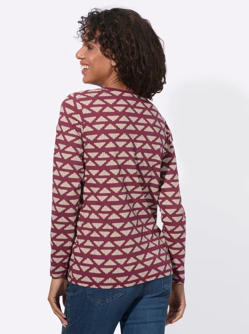 Witt Ringelshirt bordeaux-sand-bedruckt, Bordeaux-sand-bedruckt, – Produktbild 2 von 2