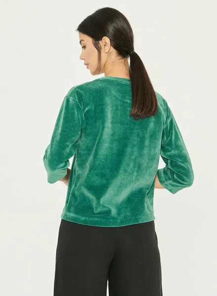 ORGANICATION ORGANICATION Samtbluse aus Bio-Baumwolle und Recyceltes Polyester mit Stickerei, Seaweed, – Produktbild 4 von 4