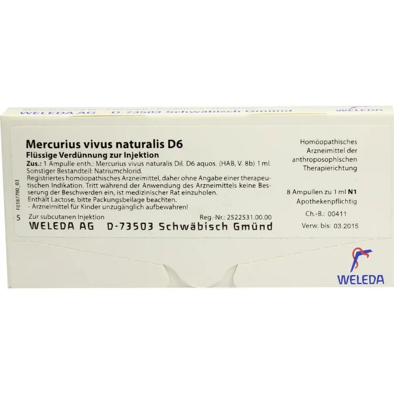 Weleda WELEDA MERCURIUS VIVUS NATURALIS D 6 Ampullen 8X1 ml Ampullen – Produktbild 1 von 1