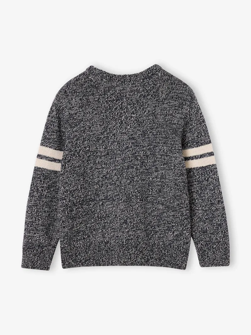 Vertbaudet Pullover Jungen Mouliné-Strick 50% Recycling-Baumwolle GRS-zertifiziert, Blau, – Produktbild 2 von 3