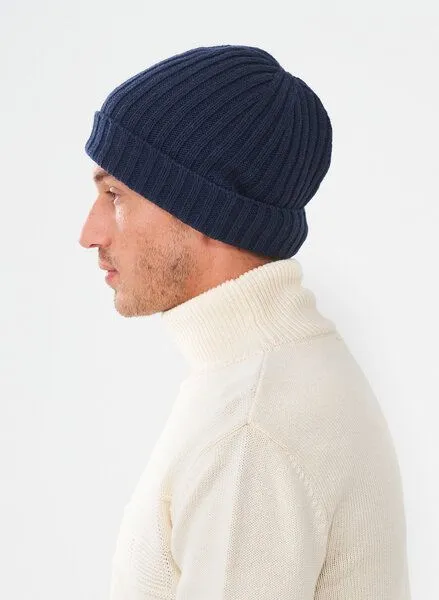 ORGANICATION ORGANICATION Unisex Strick-Beanie aus Bio-Merinowolle und Bio-Baumwolle, Navy, – Produktbild 2 von 4
