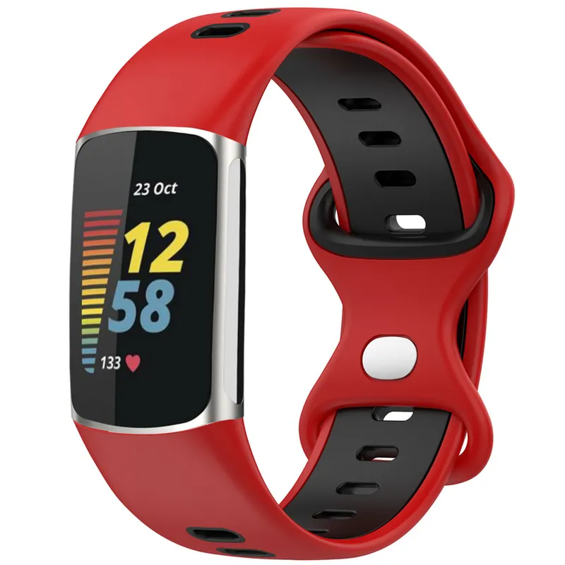 imoshion imoshion Silikon Sport⁺ Armband für Fitbit Charge 5 / 6 - Red & Black, Rot, – Produktbild 1 von 1