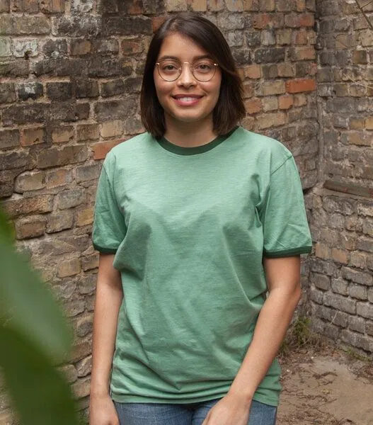 päfjes päfjes Basic Ringer Unisex T-Shirt - Fair gehandelt aus Baumwolle Slub - Bio, Grün, – Produktbild 2 von 4