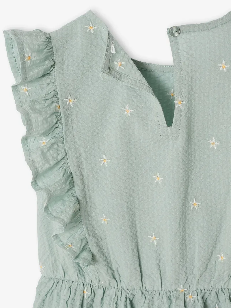 Vertbaudet Vertbaudet Mädchen Volantkleid aus Seersucker salbei, Salbeigrün, – Produktbild 4 von 4
