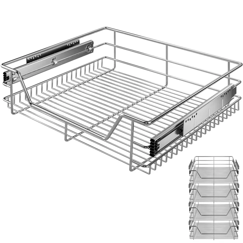 Casaria® Teleskopschublade 4er-Set 60cm Schrankbreite Außenmaß, Silber, – Produktbild 1 von 1