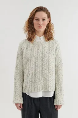Basic Apparel Basic Apparel Zopfstrick-Pullover ASTA aus Wolle und Baumwolle – Produktbild 1 von 1
