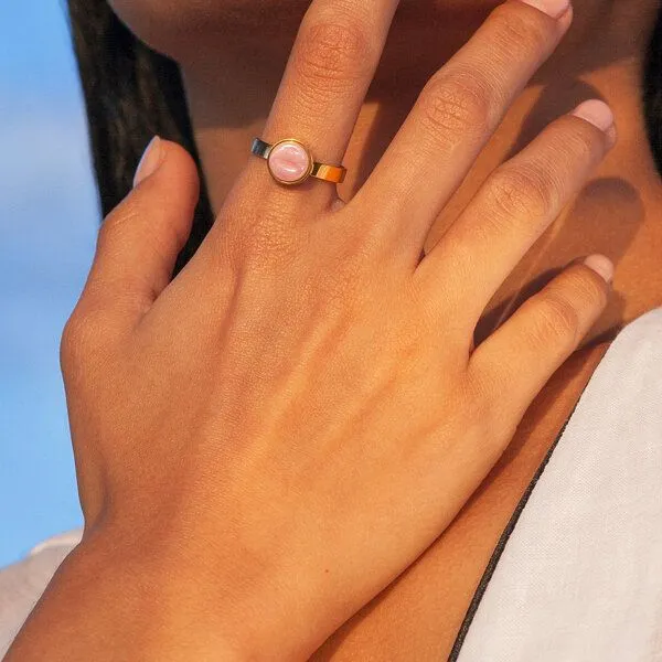 ALEXASCHA ALEXASCHA Größenverstellbarer Ring mit Stein | Goldring, Grey, – Produktbild 5 von 8