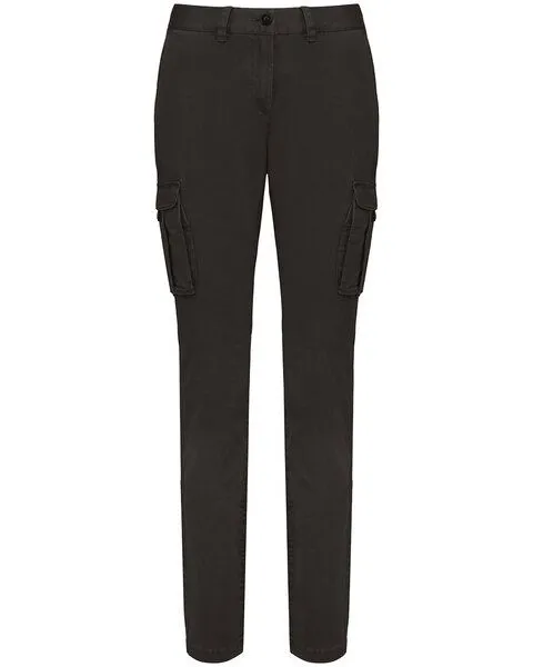 YTWOO YTWOO Nachhaltige Cargohose für Damen aus Bio-Baumwolle und Elasthan für Komfort und Stil, Schwarz, – Produktbild 1 von 3
