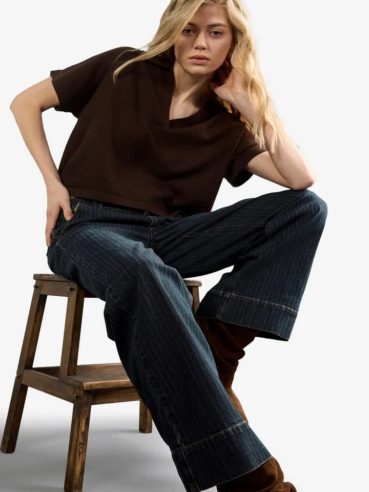 Apricot Apricot Weite Jeans Nadelstreifen-Jeans mit weitem Bein, Blau, – Produktbild 2 von 5