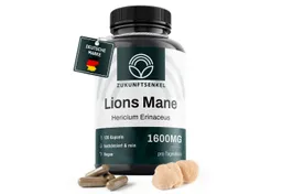 ZUKUNFTSENKEL Lions Mane (Hericium Erinaceus) Kapseln 1600mg pro Tagesdosis Kapseln, 120 er 120,00 St., 96 g, 120 Kapseln hochdosiert und vegan – Produktbild 1 von 1