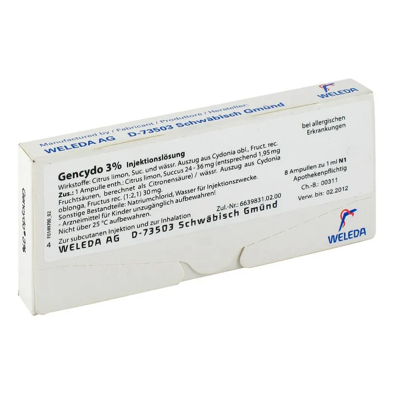 Weleda Gencydo 3% Injektionslösung – Produktbild 1 von 2