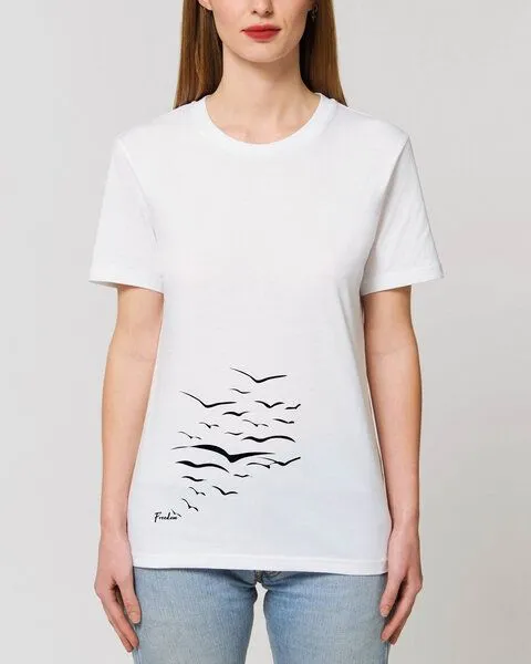 Human Family Human Family Bio Unisex T-Shirt "Create - Free Birds" in verschiedenen Farben, Weiss, – Produktbild 3 von 4