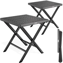 Casaria® Polyrattan Klapphocker Anthrazit 2er-Set 3in1 120kg Belastbarkeit 43x40x44cm klappbar leicht tragbar außen wetterfest – Produktbild 1 von 1