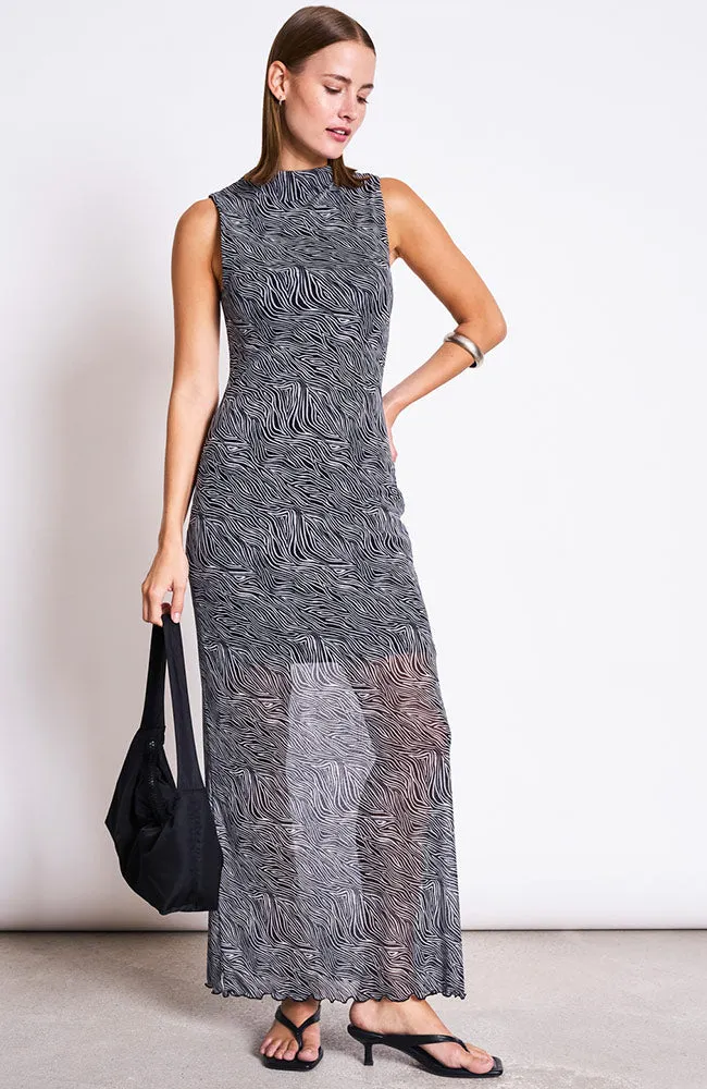 JAN N JUNE JAN 'N JUNE Damen vegan Kleid Culex Zebra, Schwarz, – Produktbild 1 von 2