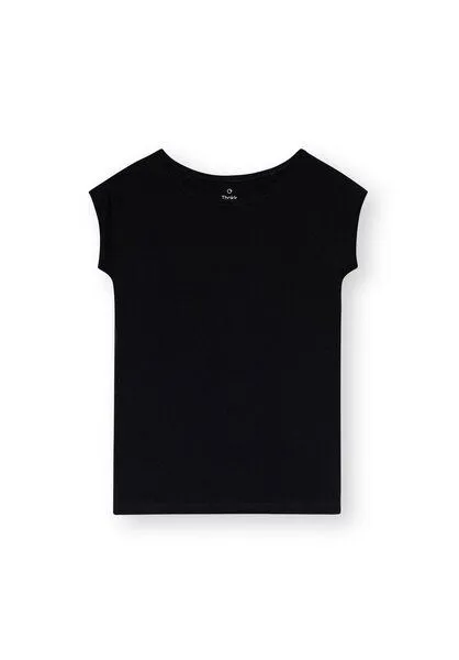 THOKKTHOKK ThokkThokk TT01 Cap Sleeve T-Shirt Damen (GOTS, vegan, Bio-Baumwolle), Schwarz, – Produktbild 4 von 4