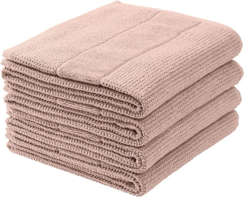 Schiesser Schiesser Handtücher Turin aus 100% Baumwolle in dezenter Reiskornoptik, Frottier (Set, 4-St), OEKO-TEX® MADE IN GREEN, Rosa, – Produktbild 1 von 5