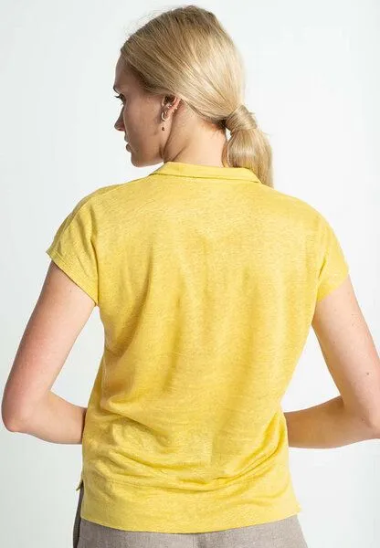 Alma & Lovis Alma & Lovis Leinenshirt im Polostyle aus 100% Leinen | Linen Polo, Gelb, – Produktbild 2 von 2