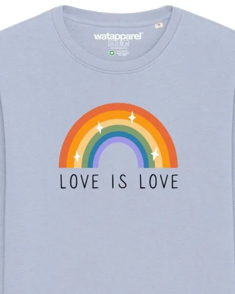 watapparel watapparel Sweatshirt Unisex Love is Love, Serene blue, – Produktbild 3 von 3