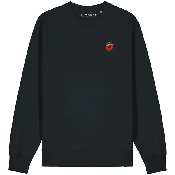 LIGARTI Bestickter Pullover – Erdbeere – LIGARTI Tiermanufaktur, Schwarz, – Produktbild 1 von 2
