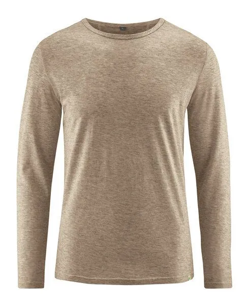 HempAge Hempage Herren Langarmshirt mit Yakwolle/Hanf/Bio-Baumwolle, Grit (braun), – Produktbild 1 von 4