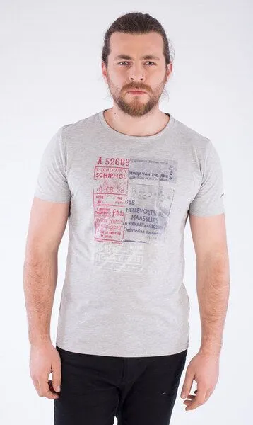ORGANICATION ORGANICATION MOR-2219 HERREN T-SHIRT, Grau meliert, – Produktbild 1 von 3