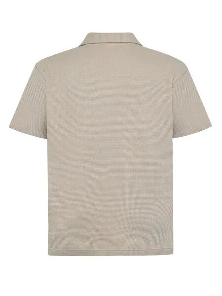 KnowledgeCotton Apparel KnowledgeCotton Apparel Lockeres Poloshirt mit Waffelstruktur aus Bio-Baumwolle, Beige-light-feather-gray, – Produktbild 2 von 2