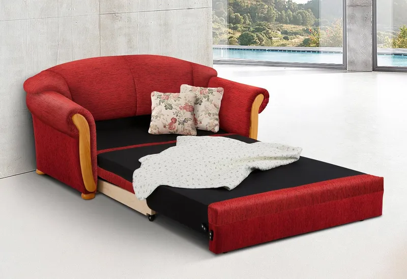 Home affaire 2-Sitzer Milano, Schlafsofa im Landhaus-Stil, bequem, Liegefläche 188/124cm, mit Bettfunktion, Rot, – Produktbild 7 von 8