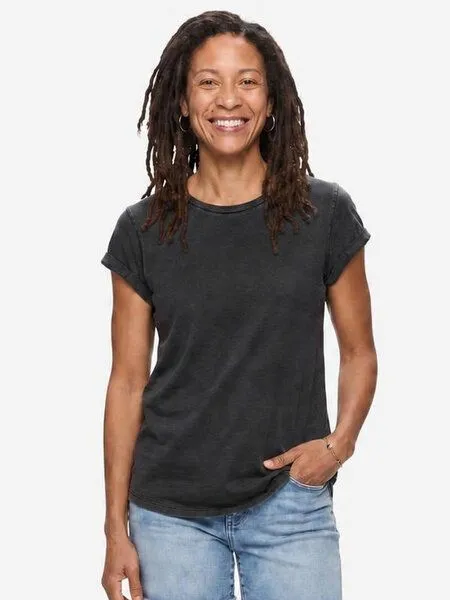Life-Tree Life-Tree Organic Fairwear Shirt Women Basic, Stone washed black, – Produktbild 1 von 4
