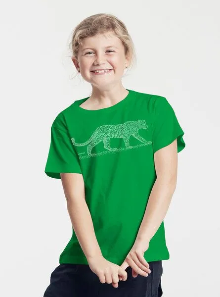 Peaces.bio - handbedruckte Biomode Peaces.bio - handbedruckte Biomode Bio-Kinder T-Shirt Leopard, Grün, – Produktbild 3 von 3