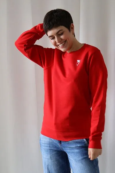 Kultgut Kultgut Biofair - Flauschig, weicher Pullover, vegan zertifiziert - Save the Ocean/ Little Stark, Rot, – Produktbild 3 von 4