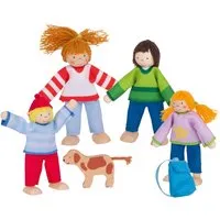 Goki goki Biegepuppen Camping Familie 4 Personen und 1 Hund Maße 9-11 cm – Produktbild 1 von 1
