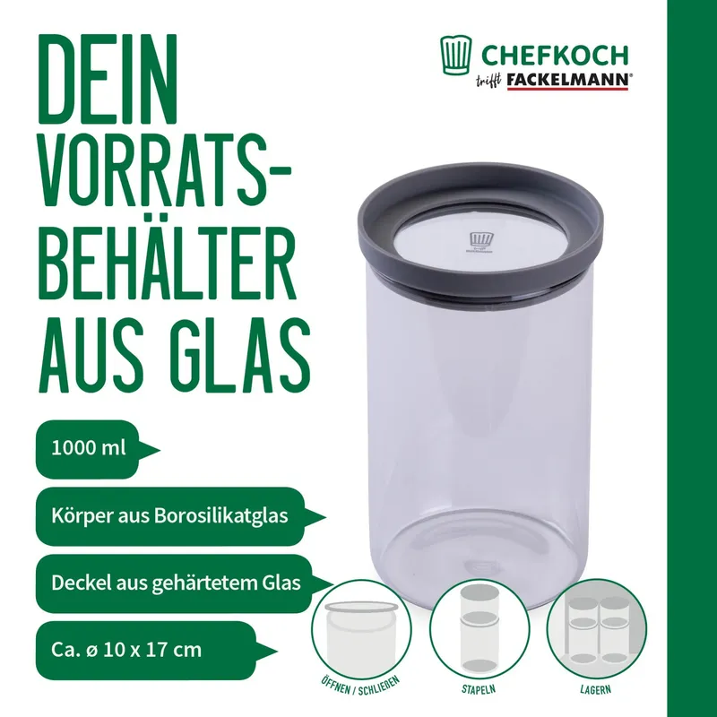 Chefkoch trifft Fackelmann Chefkoch trifft Fackelmann Vorratsglas, 1L – Produktbild 3 von 3