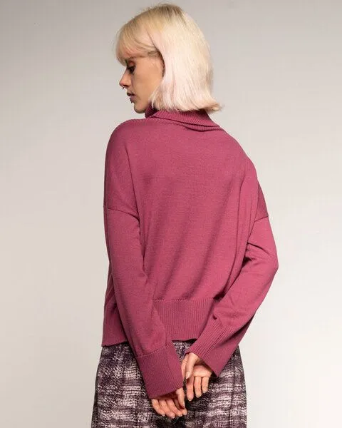 Alma & Lovis Alma & Lovis Feiner Rollkragen-Strickpullover aus Cotton-Wool-Mix | Cot-Wool Rollneck, Hortensie (rose), – Produktbild 4 von 4