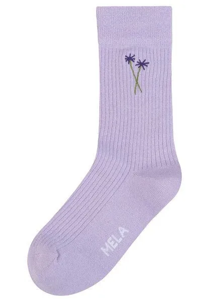MELA MELA Gerippte Socken Stickerei 1er Pack, Krokus / twin flower, – Produktbild 1 von 2