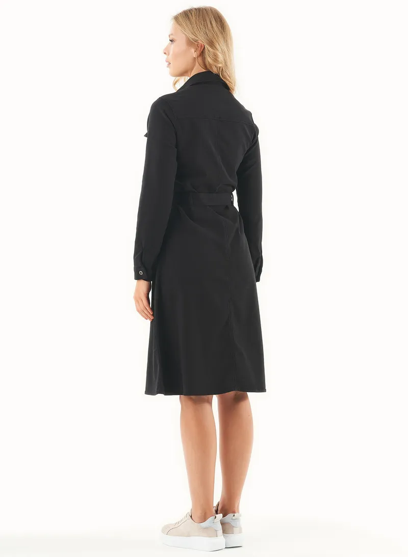 ORGANICATION ORGANICATION Damen vegan Hemdkleid Bio-Baumwollmischung Schwarz, Schwarz, – Produktbild 1 von 2