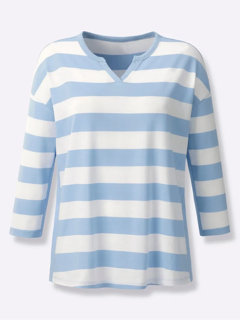 heine Ringelshirt eisblau-weiß-geringelt, Eisblau-weiß-geringelt, – Produktbild 1 von 2