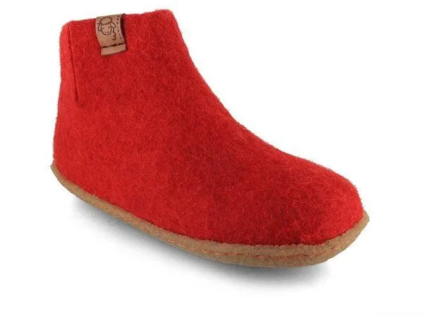 WoolFit WoolFit Kinder-Hausschuhe Hüttenschuhe aus 100% Wolle, Rot, – Produktbild 1 von 3