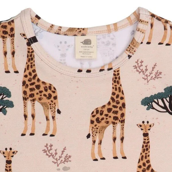 Walkiddy Kinder T-Shirt Bio-Baumwolle beige mit Giraffenprint, GOTS-zertifiziert, besonders weich, sanft, atmungsaktiv und pflegeleicht für aktive Kids von Walkiddy, Beige, – Produktbild 3 von 3