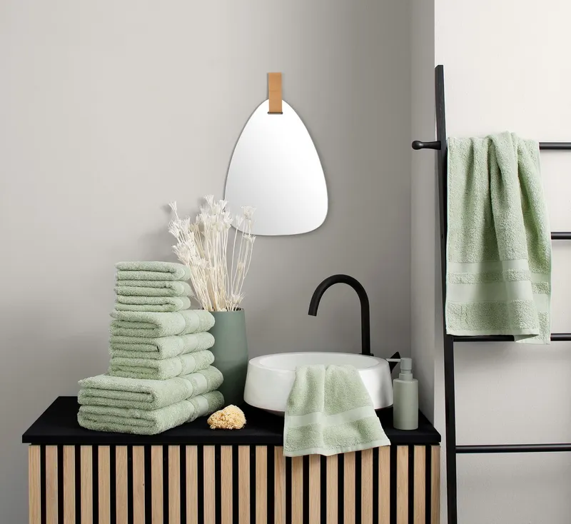 OTTO home Handtuch Set Vanessa, 10-tlg Handtuch-Set, weich, in Standard- und Premium-Qualität, Walkfrottee (Set, 10-St), 100% Baumwolle, Duschtücher, Handtücher, Gästetücher, mit Bordüre, Grün, – Produktbild 1 von 8